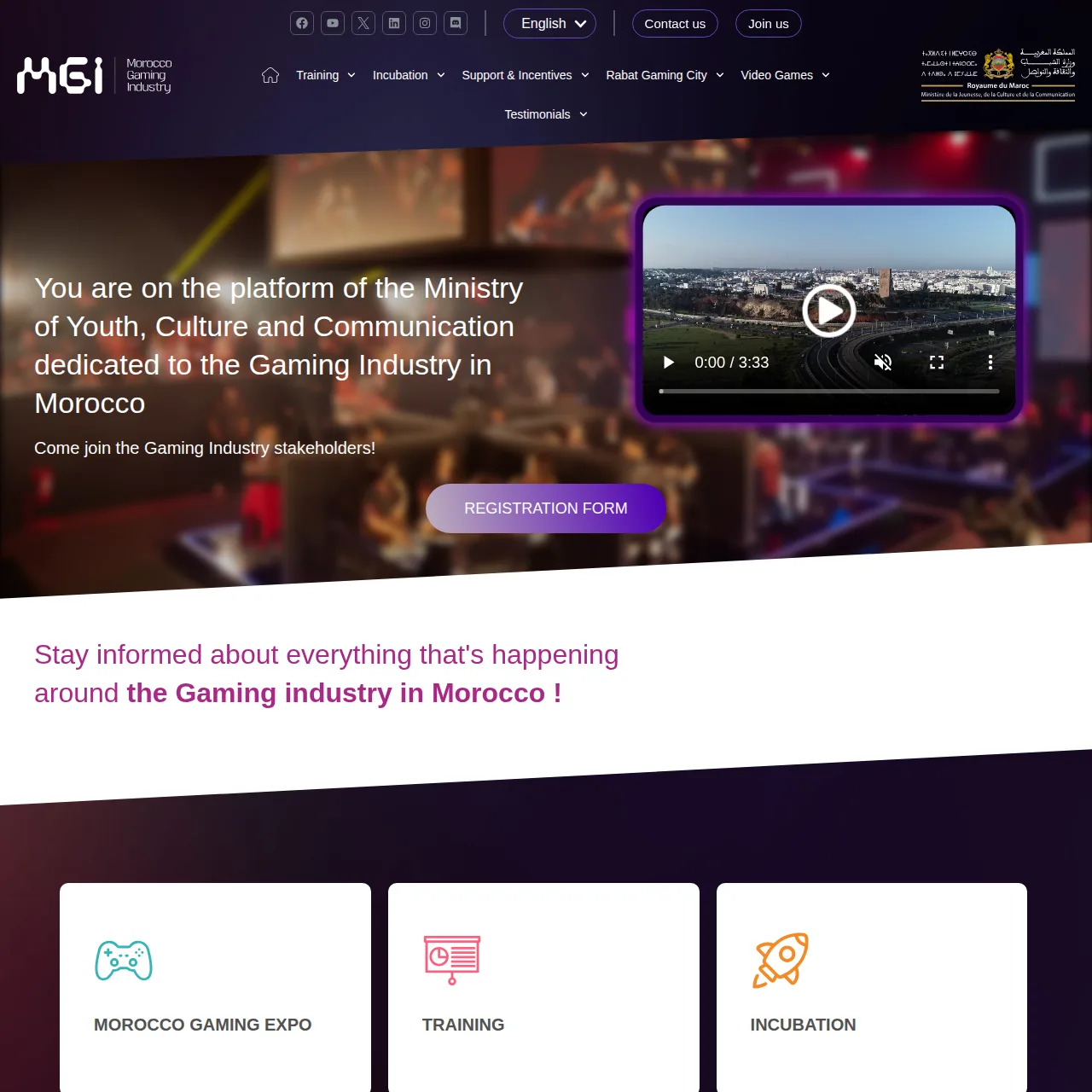 Screenshot des Portals Morocco Gaming Industry in Marokko — Investitionen in Gaming